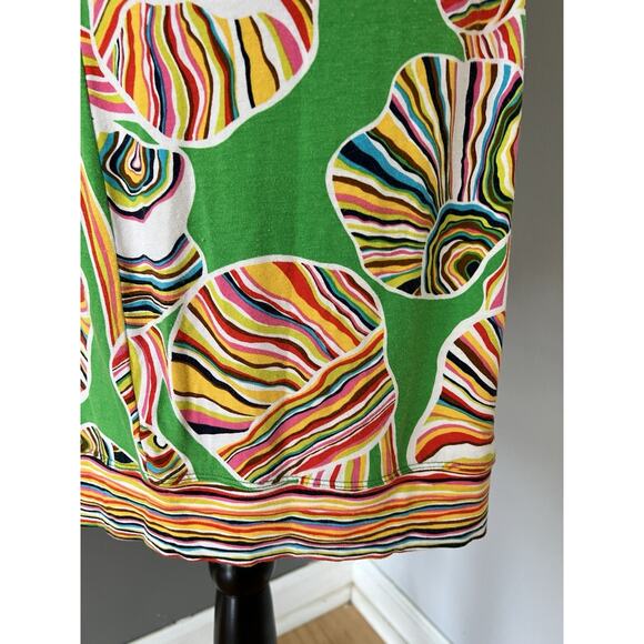 Trina Turk Dress Camellia Cover Up Resort Beach Size 2 Green 35” Psychedelic 3/4 - Picture 9 of 16